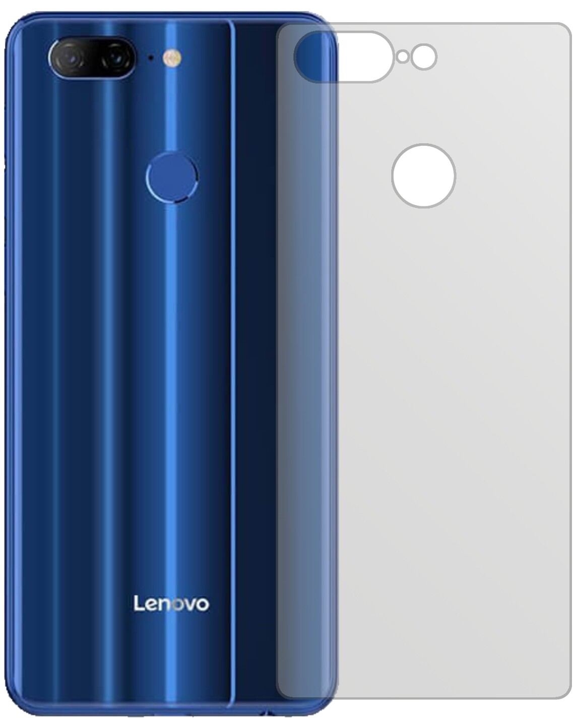 LenovoK9 Rückseite mit aufgebrachter dipos Displayschutzfolie, die lästige Fingerabdrücke minimiert