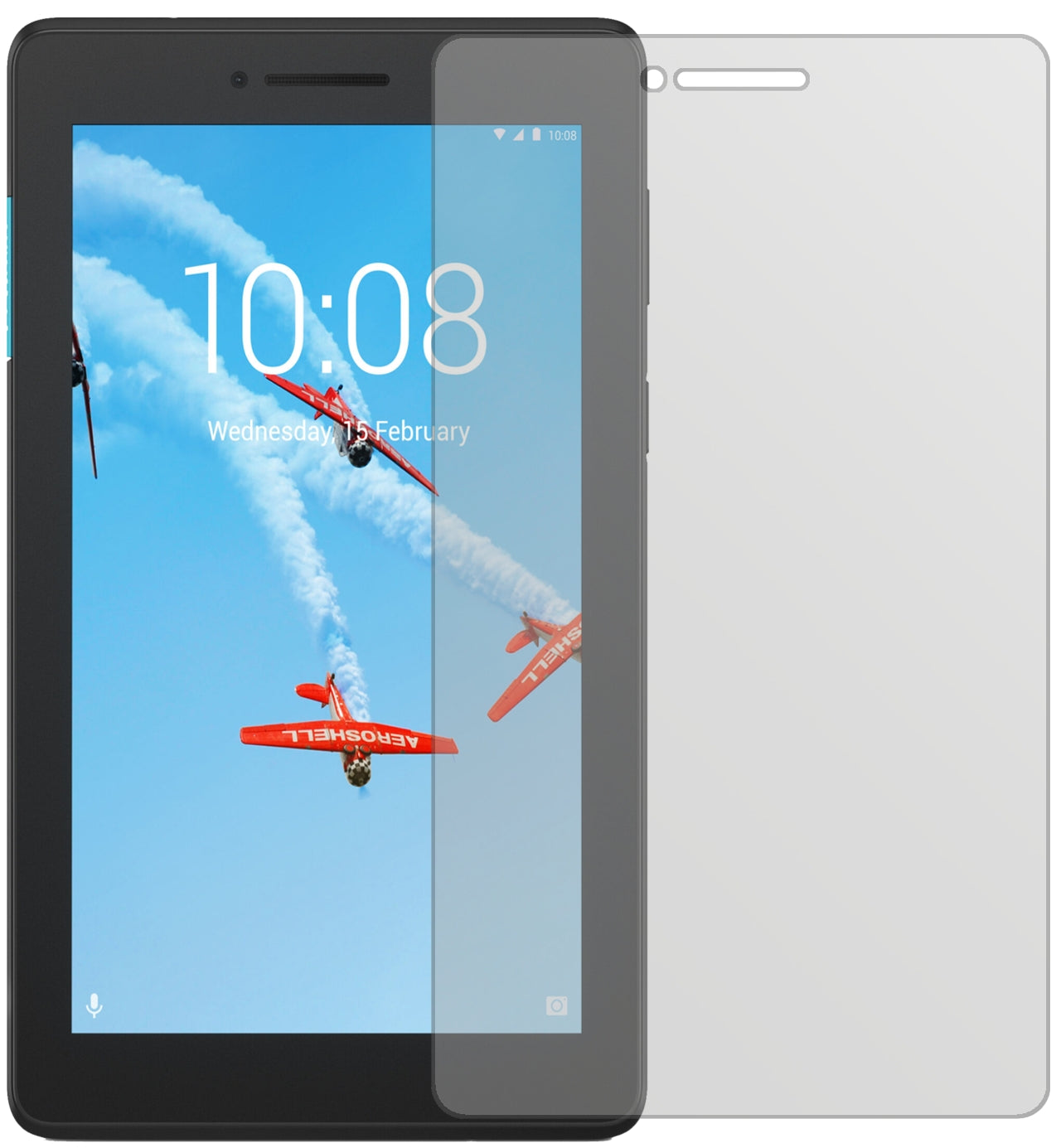 LenovoTB-7104F mit aufgebrachter dipos Displayschutzfolie, die lästige Fingerabdrücke minimiert