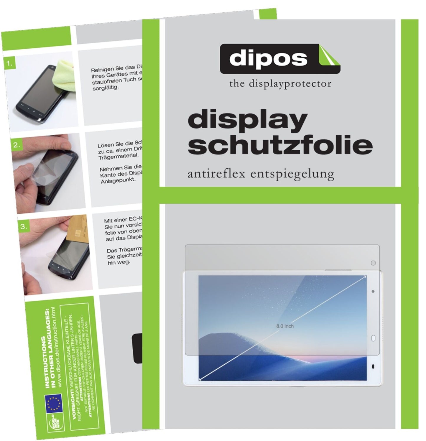 LenovoXiaoxin TB 8804F mit aufgebrachter dipos Displayschutzfolie, die lästige Fingerabdrücke minimiert