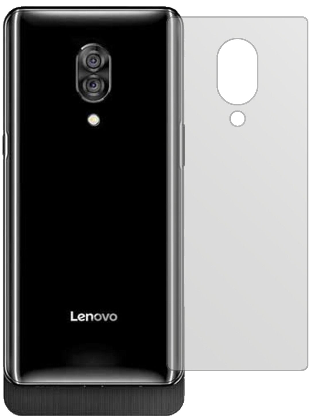 LenovoZ5 Pro GT Rückseite mit aufgebrachter dipos Displayschutzfolie, die lästige Fingerabdrücke minimiert