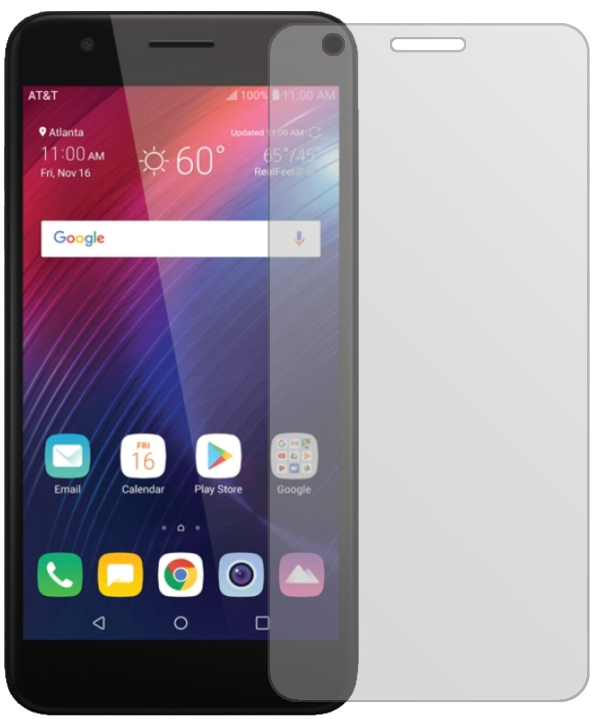 LGPhoenix Plus mit aufgebrachter dipos Displayschutzfolie, die lästige Fingerabdrücke minimiert