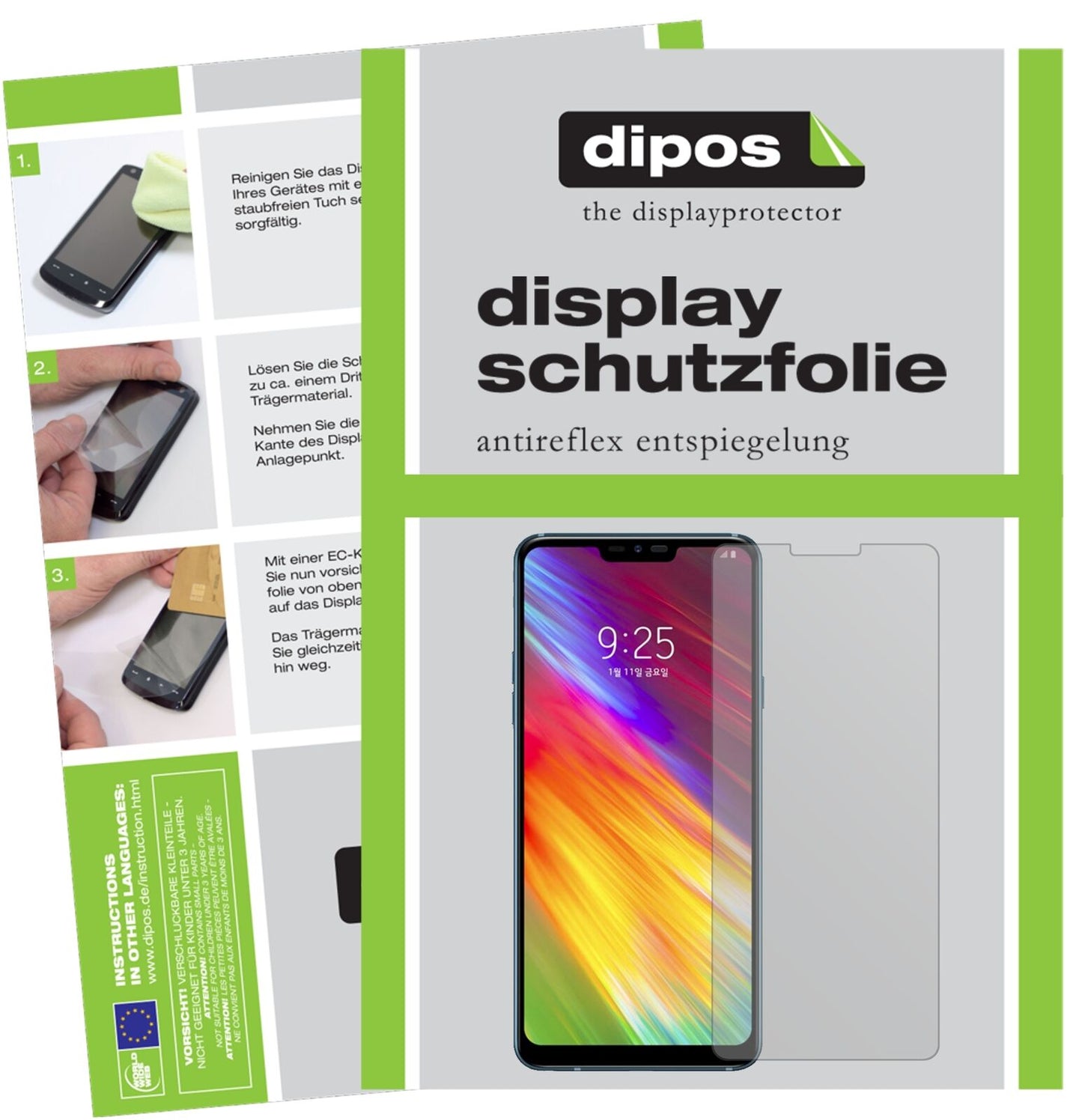 LGQ9 mit aufgebrachter dipos Displayschutzfolie, die lästige Fingerabdrücke minimiert