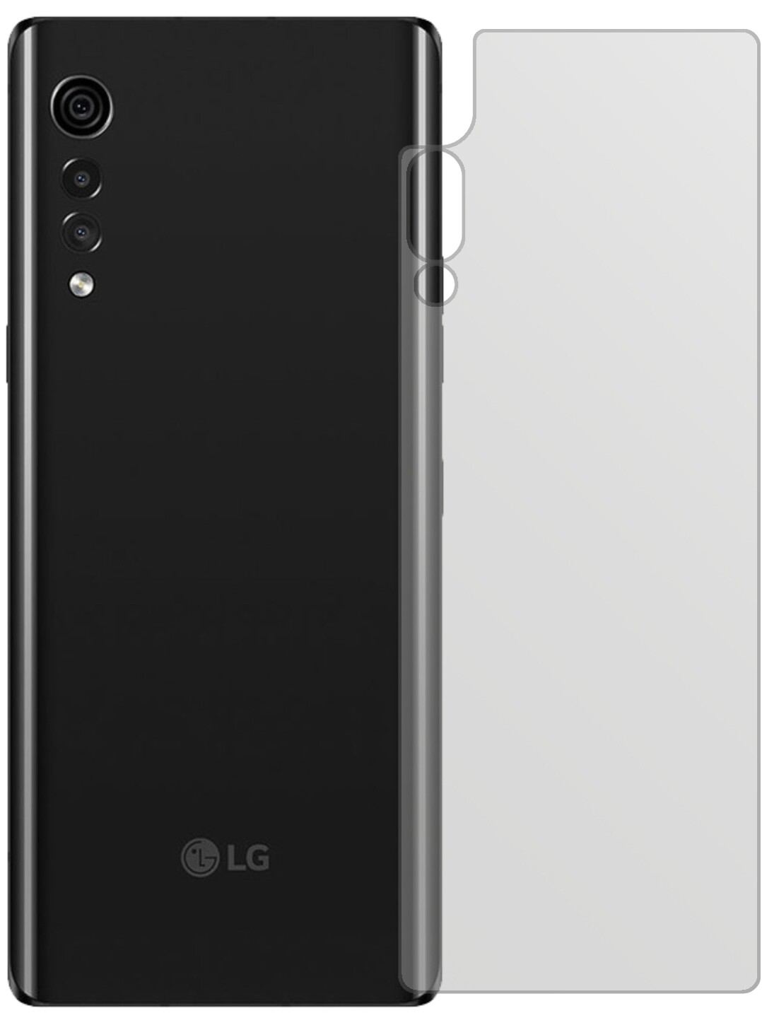 LGVelvet 4G Rückseite mit aufgebrachter dipos Displayschutzfolie, die lästige Fingerabdrücke minimiert