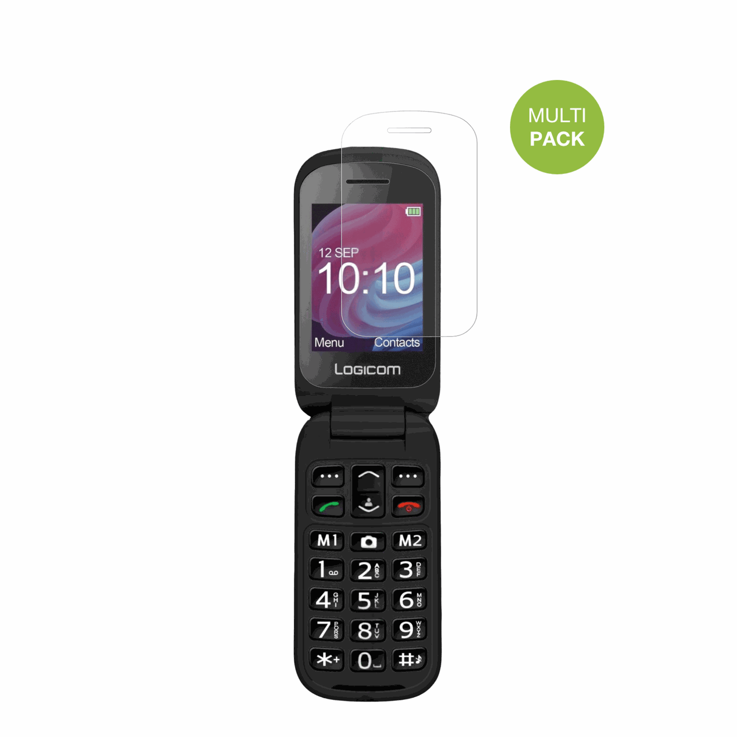 LogicomFleep XL mit aufgebrachter dipos Displayschutzfolie, die lästige Fingerabdrücke minimiert