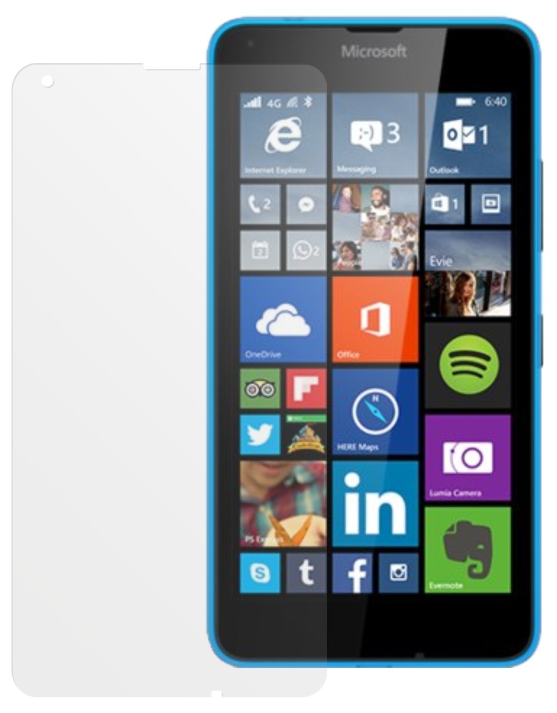 Lumia 640 XLNokia mit aufgebrachter dipos Displayschutzfolie, die lästige Fingerabdrücke minimiert