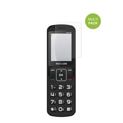 MaxComComfort MM34D 4G mit aufgebrachter dipos Displayschutzfolie, die lästige Fingerabdrücke minimiert