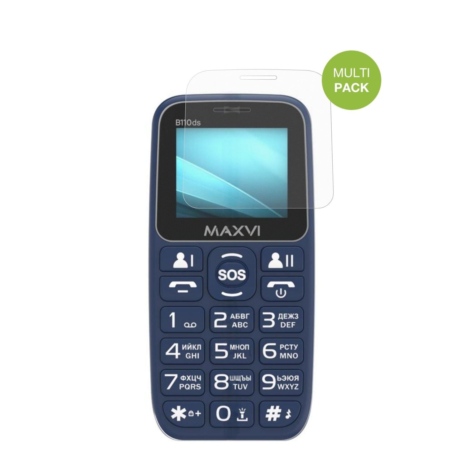 MaxviB110ds mit aufgebrachter dipos Displayschutzfolie, die lästige Fingerabdrücke minimiert