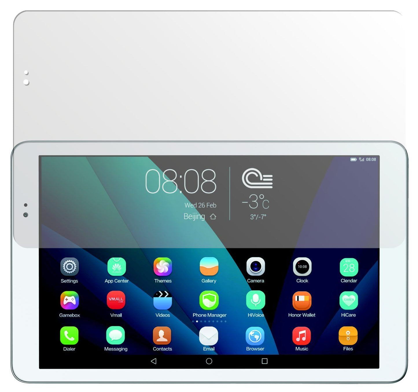 MediaPad T1 10 ZollHuawei mit aufgebrachter dipos Displayschutzfolie, die lästige Fingerabdrücke minimiert