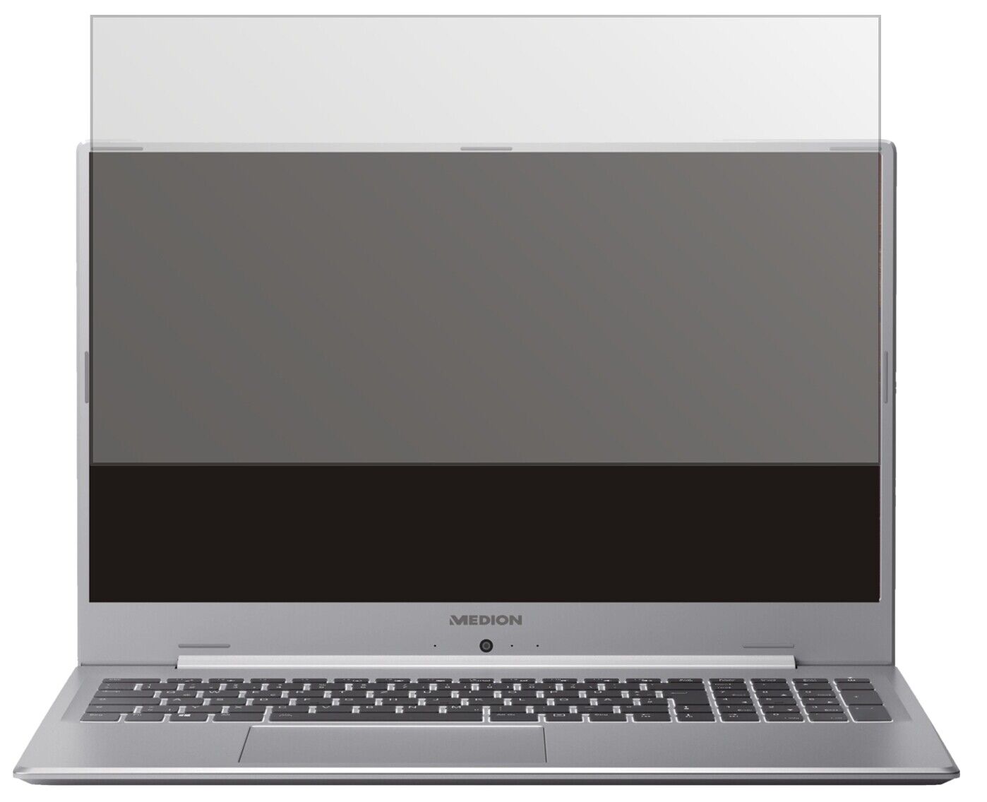 MedionAkoya S17405 mit aufgebrachter dipos Displayschutzfolie, die lästige Fingerabdrücke minimiert
