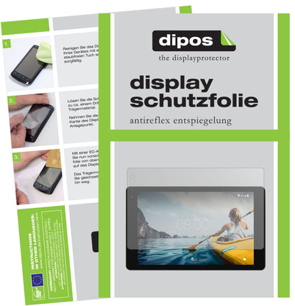 MedionLifetab P10610 mit aufgebrachter dipos Displayschutzfolie, die lästige Fingerabdrücke minimiert