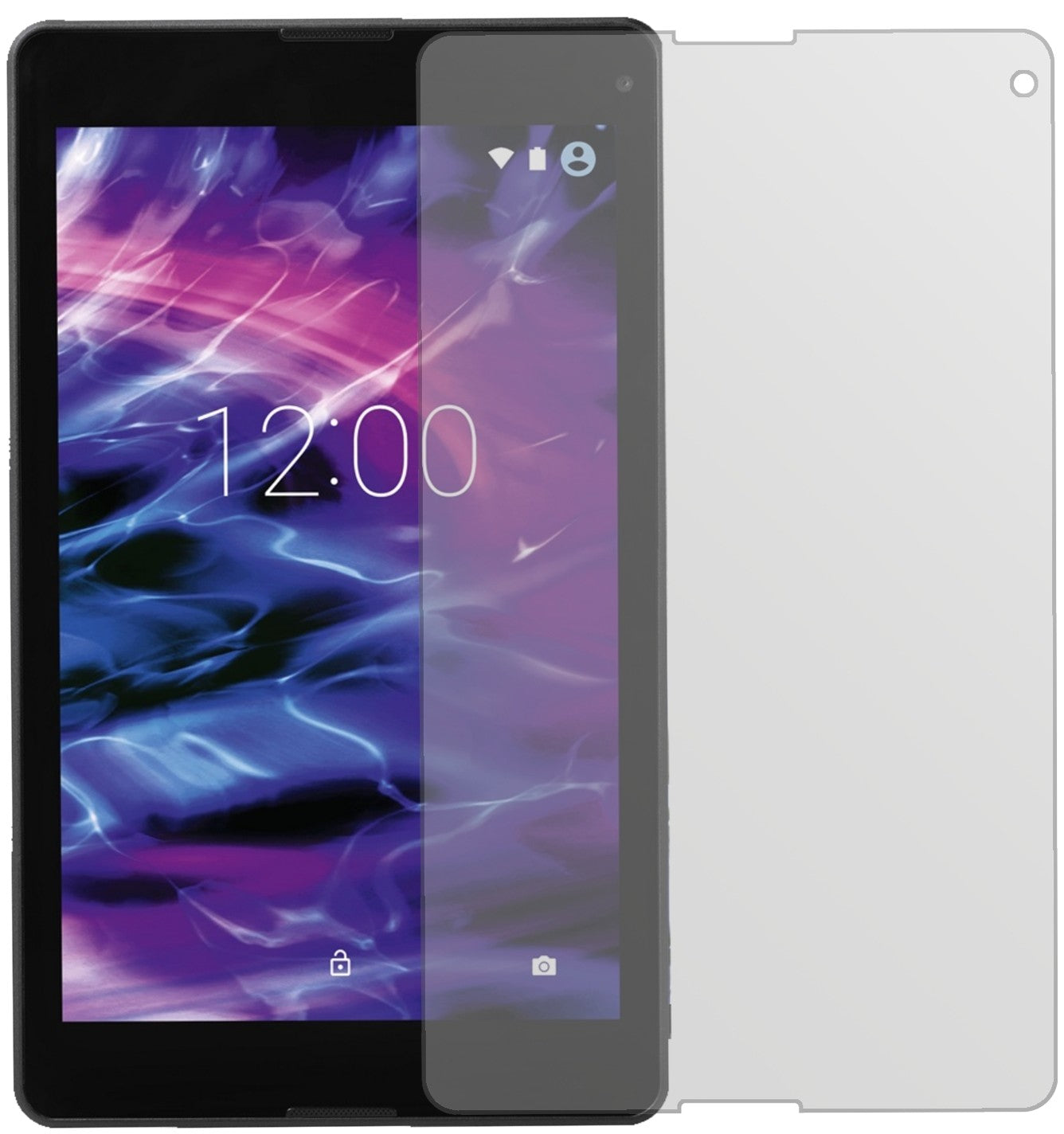 MedionLifetab P8524 mit aufgebrachter dipos Displayschutzfolie, die lästige Fingerabdrücke minimiert