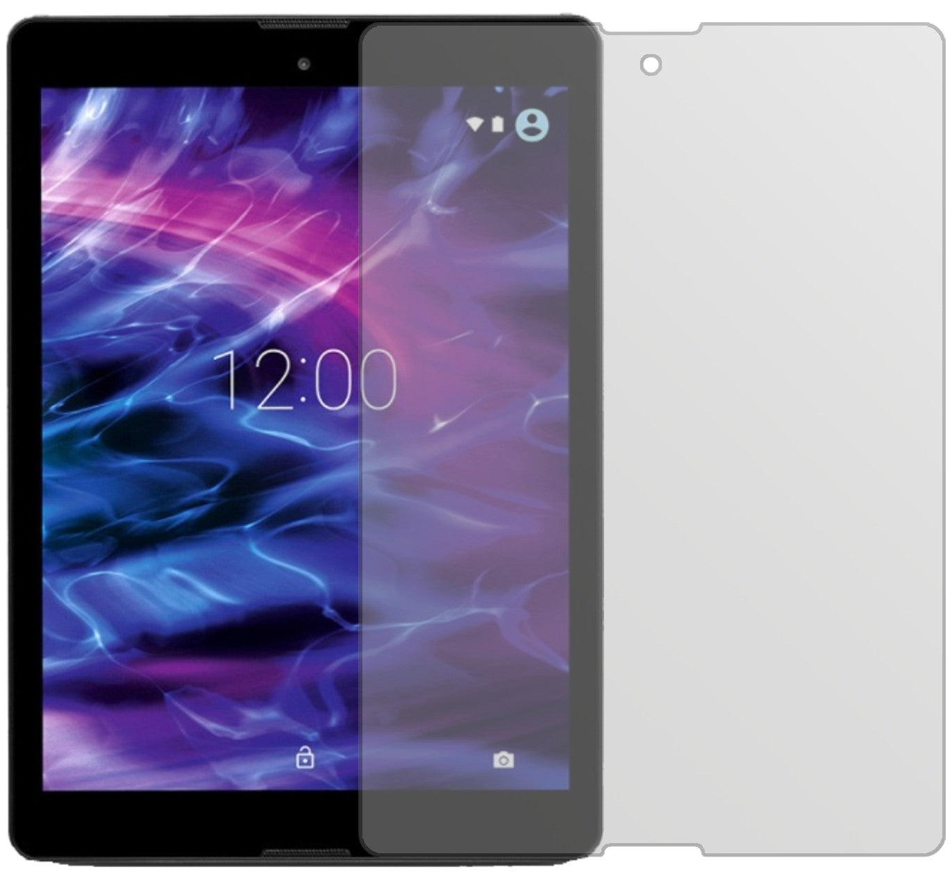 MedionLifetab P9702 mit aufgebrachter dipos Displayschutzfolie, die lästige Fingerabdrücke minimiert