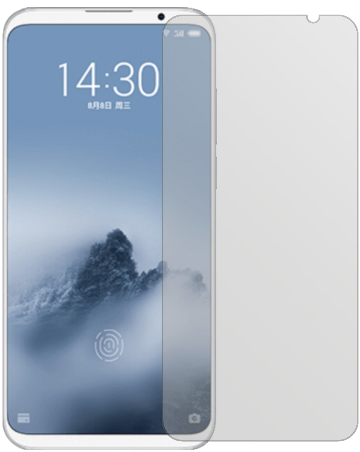 Meizu16 mit aufgebrachter dipos Displayschutzfolie, die lästige Fingerabdrücke minimiert