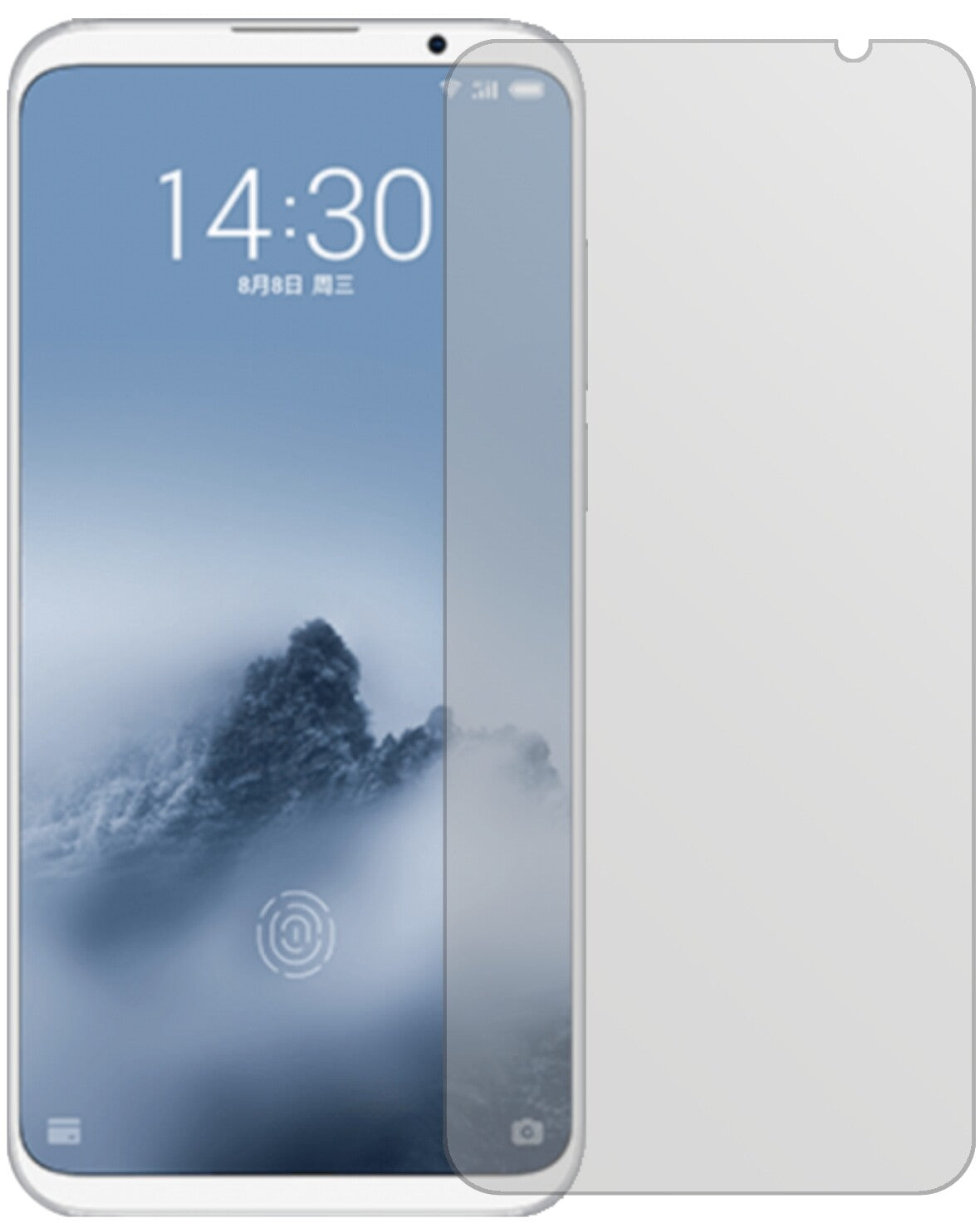 Meizu16 Plus mit aufgebrachter dipos Displayschutzfolie, die lästige Fingerabdrücke minimiert