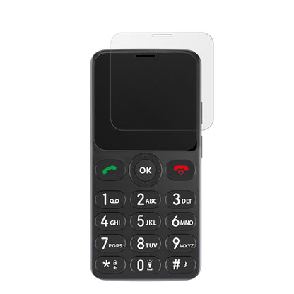 MelefonSeniorenhandy mit aufgebrachter dipos Displayschutzfolie, die lästige Fingerabdrücke minimiert