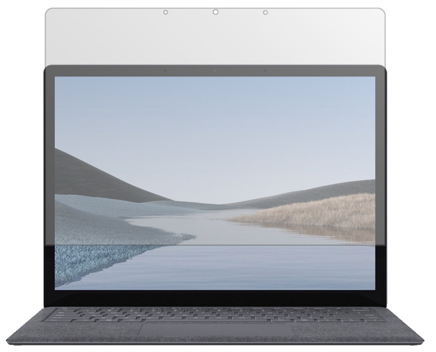 MicrosoftSurface Laptop 3 mit aufgebrachter dipos Displayschutzfolie, die lästige Fingerabdrücke minimiert
