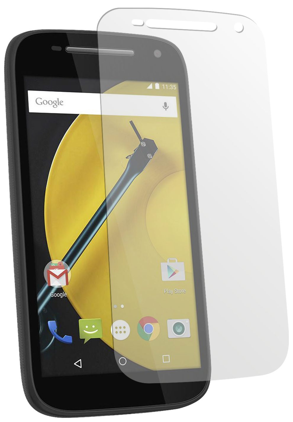 Moto E (2. Gen.)Motorola mit aufgebrachter dipos Displayschutzfolie, die lästige Fingerabdrücke minimiert