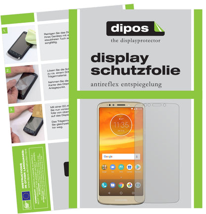MotorolaMoto E5 mit aufgebrachter dipos Displayschutzfolie, die lästige Fingerabdrücke minimiert