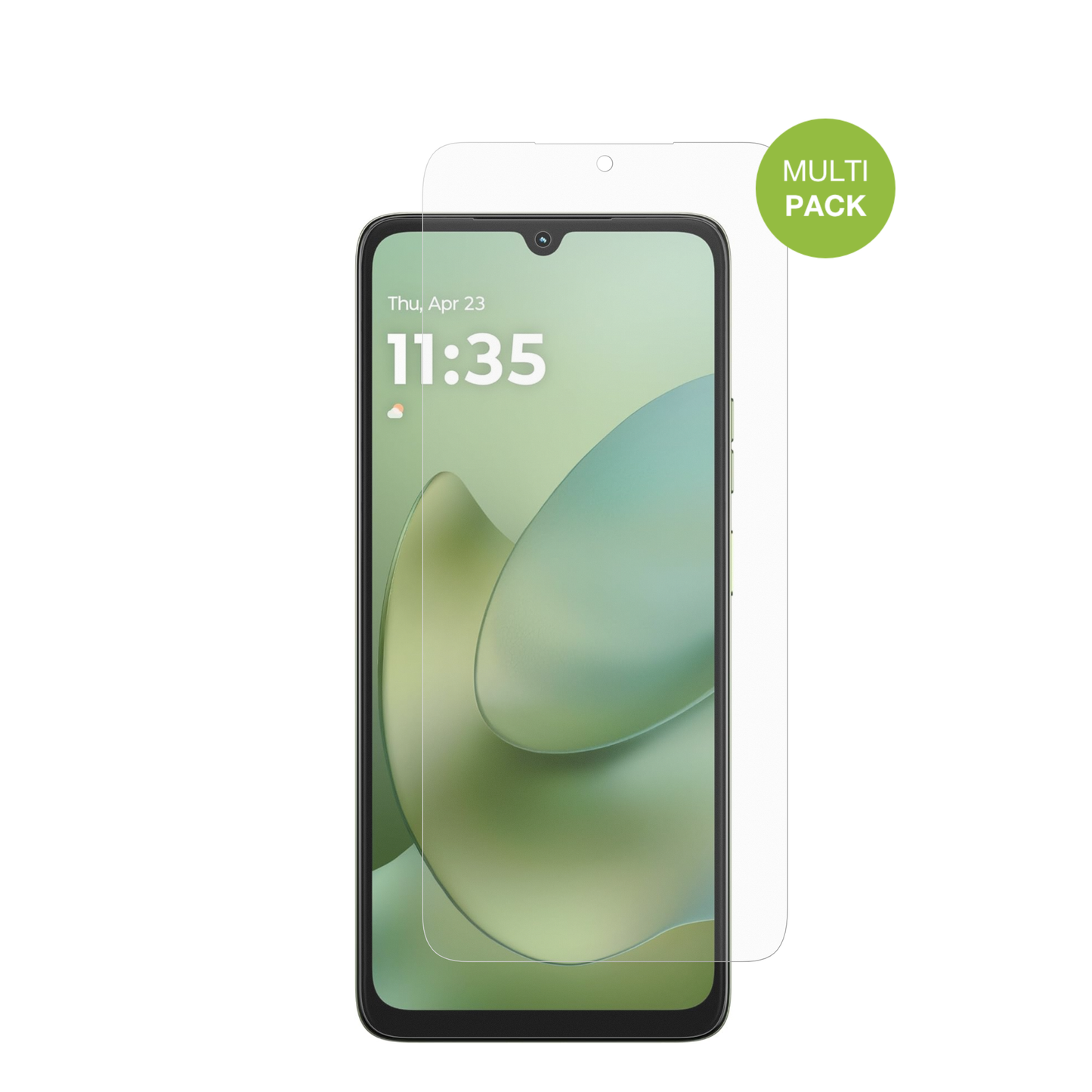 MotorolaMoto G06 mit aufgebrachter dipos Displayschutzfolie, die l�stige Fingerabdr�cke minimiert