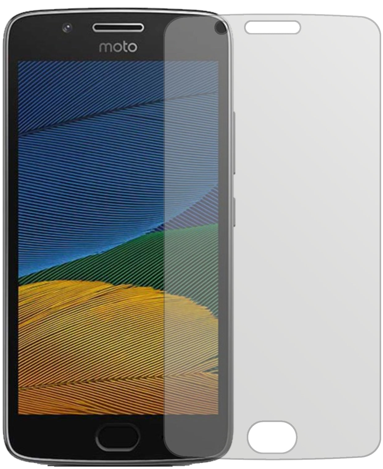MotorolaMoto G5 mit aufgebrachter dipos Displayschutzfolie, die lästige Fingerabdrücke minimiert
