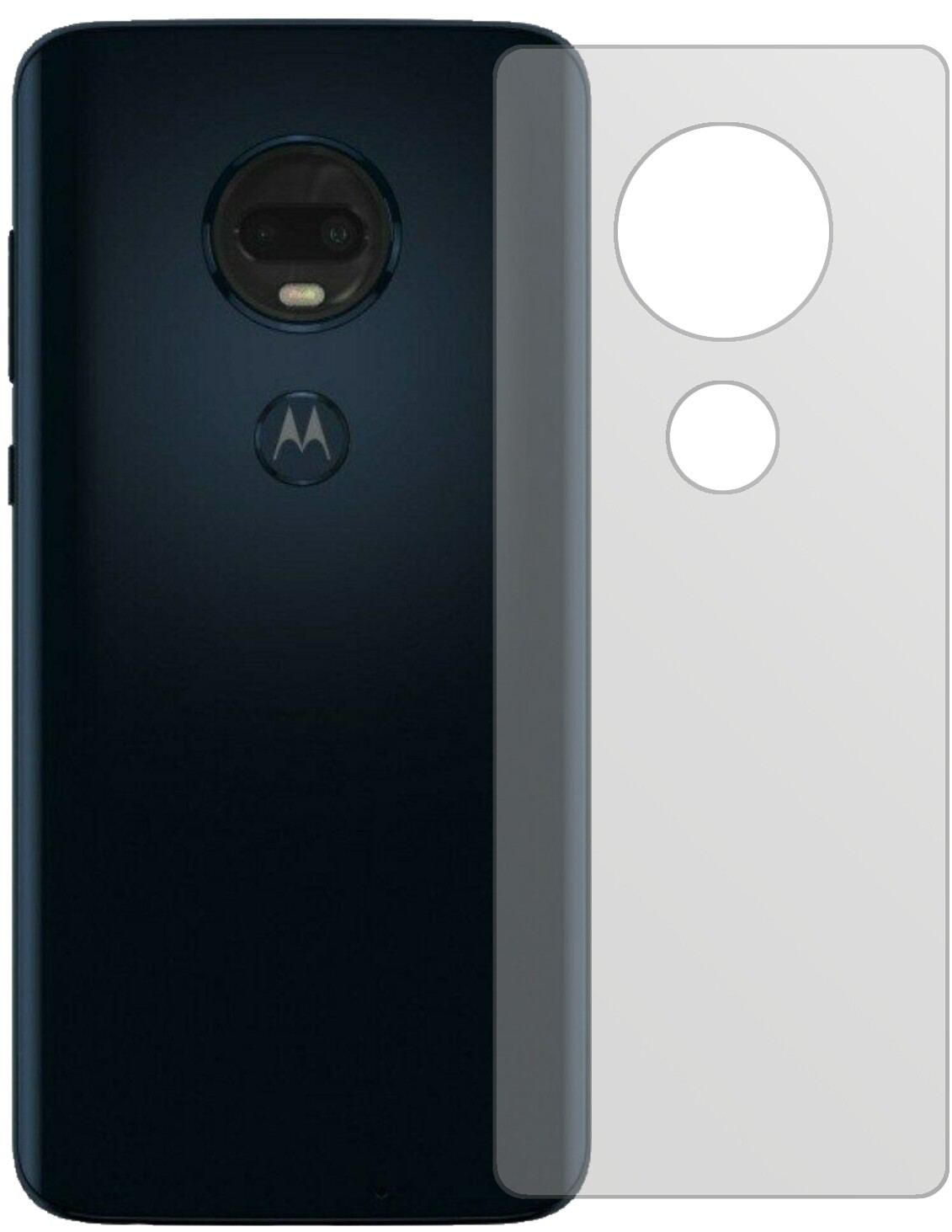 MotorolaMoto G7 Rückseite mit aufgebrachter dipos Displayschutzfolie, die lästige Fingerabdrücke minimiert
