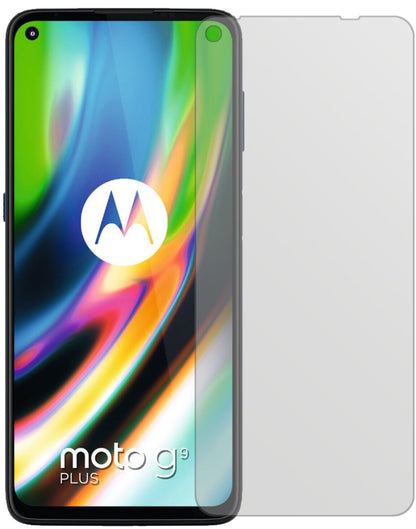 MotorolaMoto G9 Plus mit aufgebrachter dipos Displayschutzfolie, die lästige Fingerabdrücke minimiert