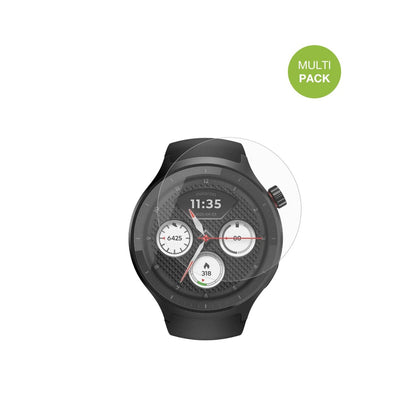 MotorolaMoto Watch 2026 mit aufgebrachter dipos Displayschutzfolie, die lästige Fingerabdrücke minimiert