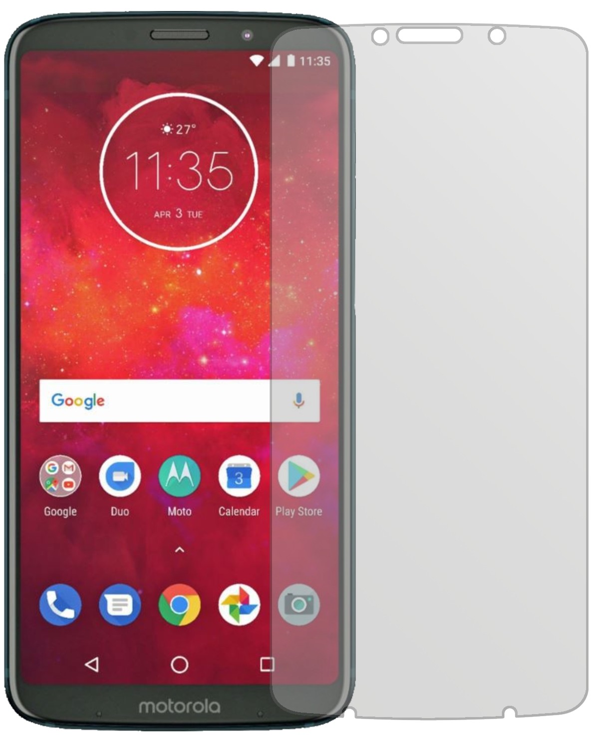 MotorolaMoto Z3 Play mit aufgebrachter dipos Displayschutzfolie, die lästige Fingerabdrücke minimiert