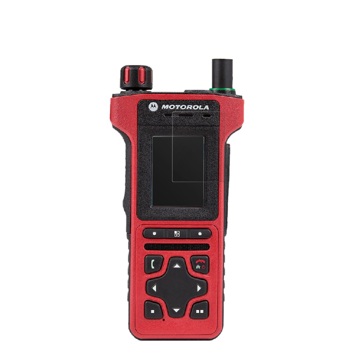 MotorolaMTP8500Ex mit aufgebrachter dipos Displayschutzfolie, die lästige Fingerabdrücke minimiert