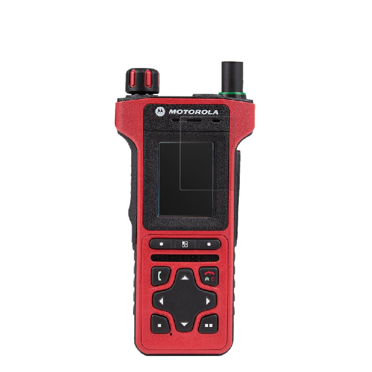 MotorolaMTP8500Ex mit aufgebrachter dipos Displayschutzfolie, die lästige Fingerabdrücke minimiert