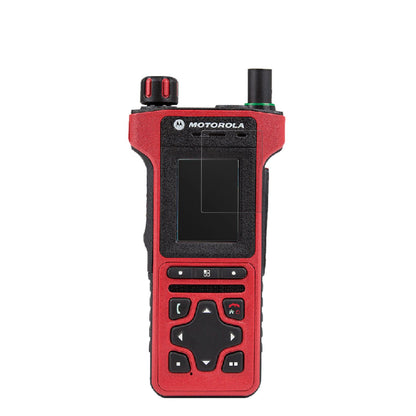 MotorolaMTP8500Ex mit aufgebrachter dipos Displayschutzfolie, die lästige Fingerabdrücke minimiert