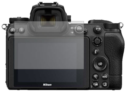 NikonZ7 II mit aufgebrachter dipos Displayschutzfolie, die lästige Fingerabdrücke minimiert