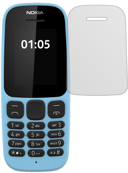Nokia105 (2019) mit aufgebrachter dipos Displayschutzfolie, die lästige Fingerabdrücke minimiert