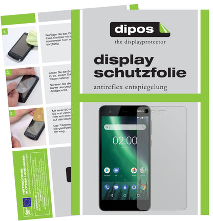Matte Displayschutzfolie von dipos passend für Nokia 2, präziser Zuschnitt und blasenfrei montiert