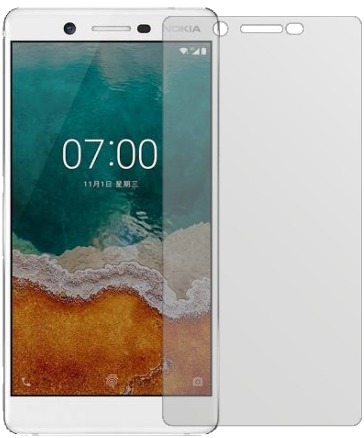 Nokia7 mit aufgebrachter dipos Displayschutzfolie, die lästige Fingerabdrücke minimiert