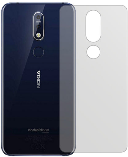 Nokia7.1 Plus Rückseite mit aufgebrachter dipos Displayschutzfolie, die lästige Fingerabdrücke minimiert