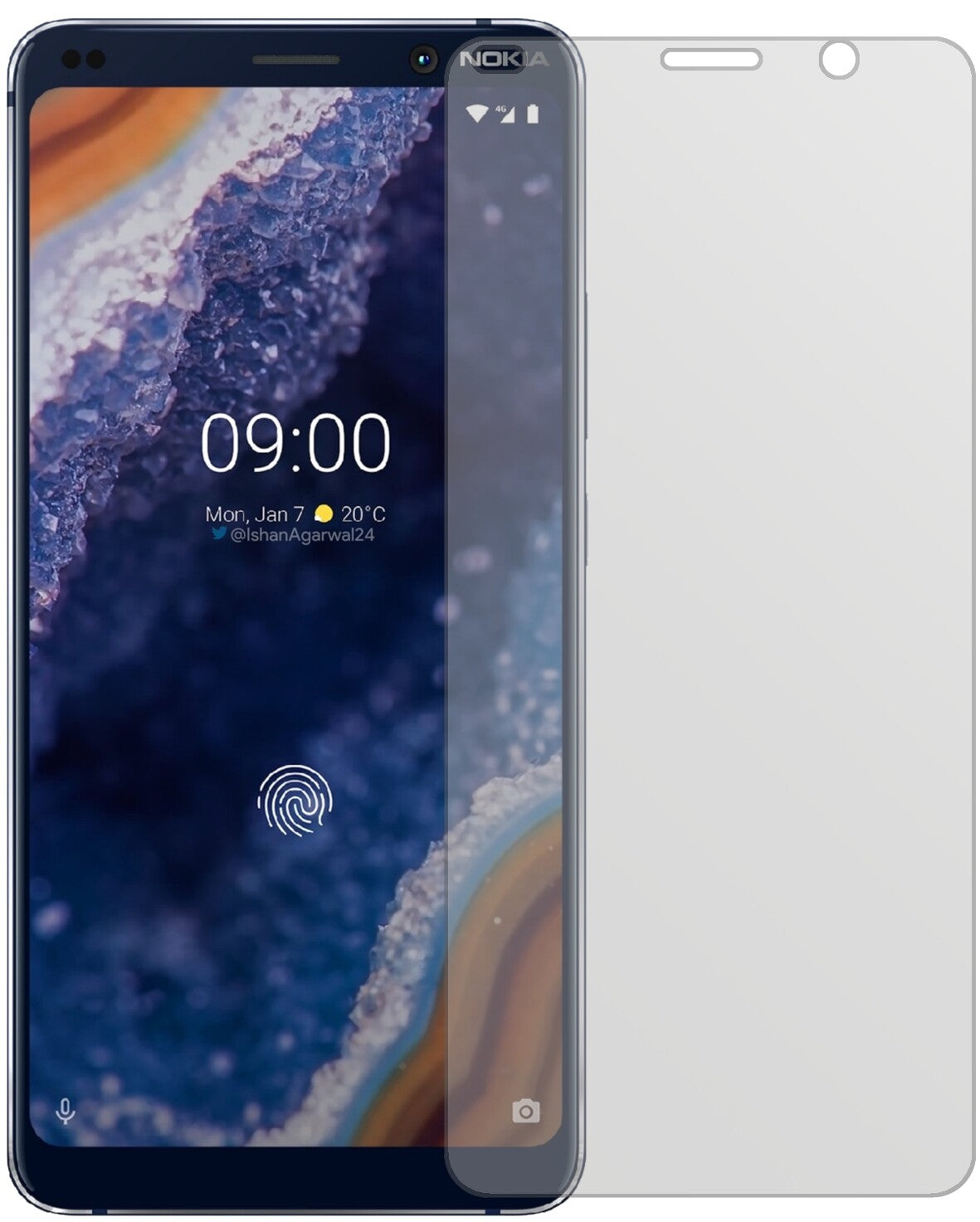 Nokia9 PureView mit aufgebrachter dipos Displayschutzfolie, die lästige Fingerabdrücke minimiert