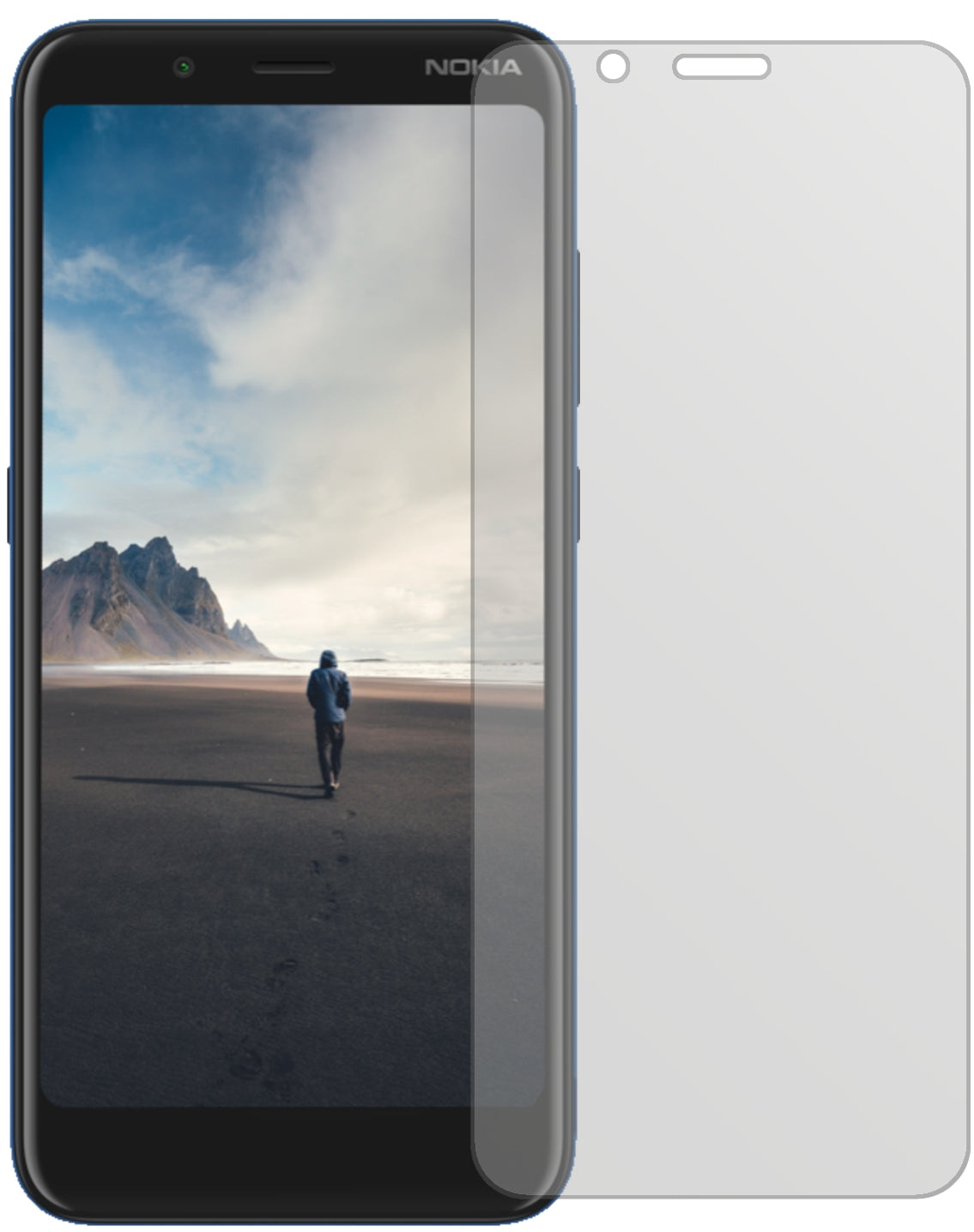 NokiaC2 Tennen mit aufgebrachter dipos Displayschutzfolie, die lästige Fingerabdrücke minimiert