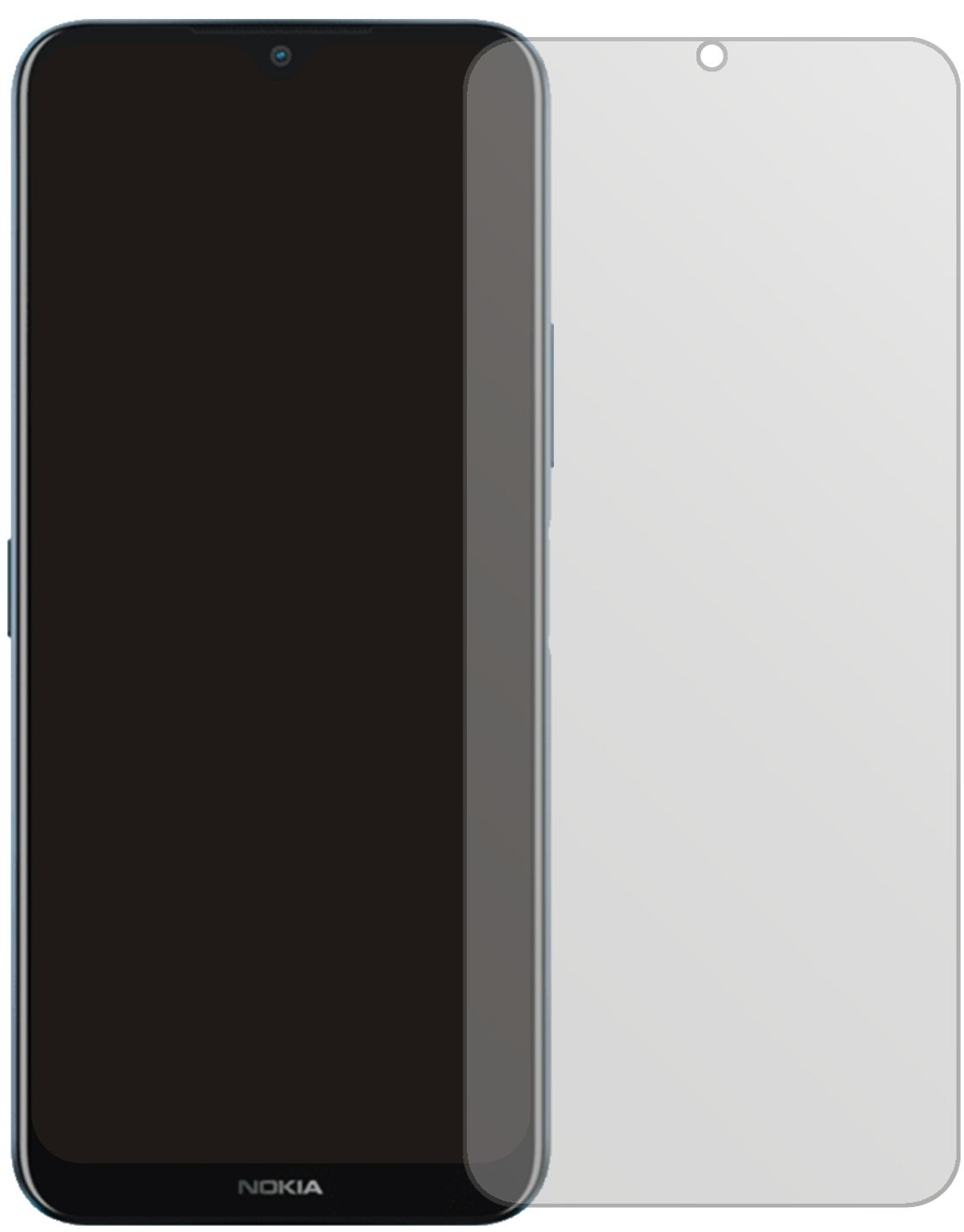 NokiaG50 mit aufgebrachter dipos Displayschutzfolie, die lästige Fingerabdrücke minimiert