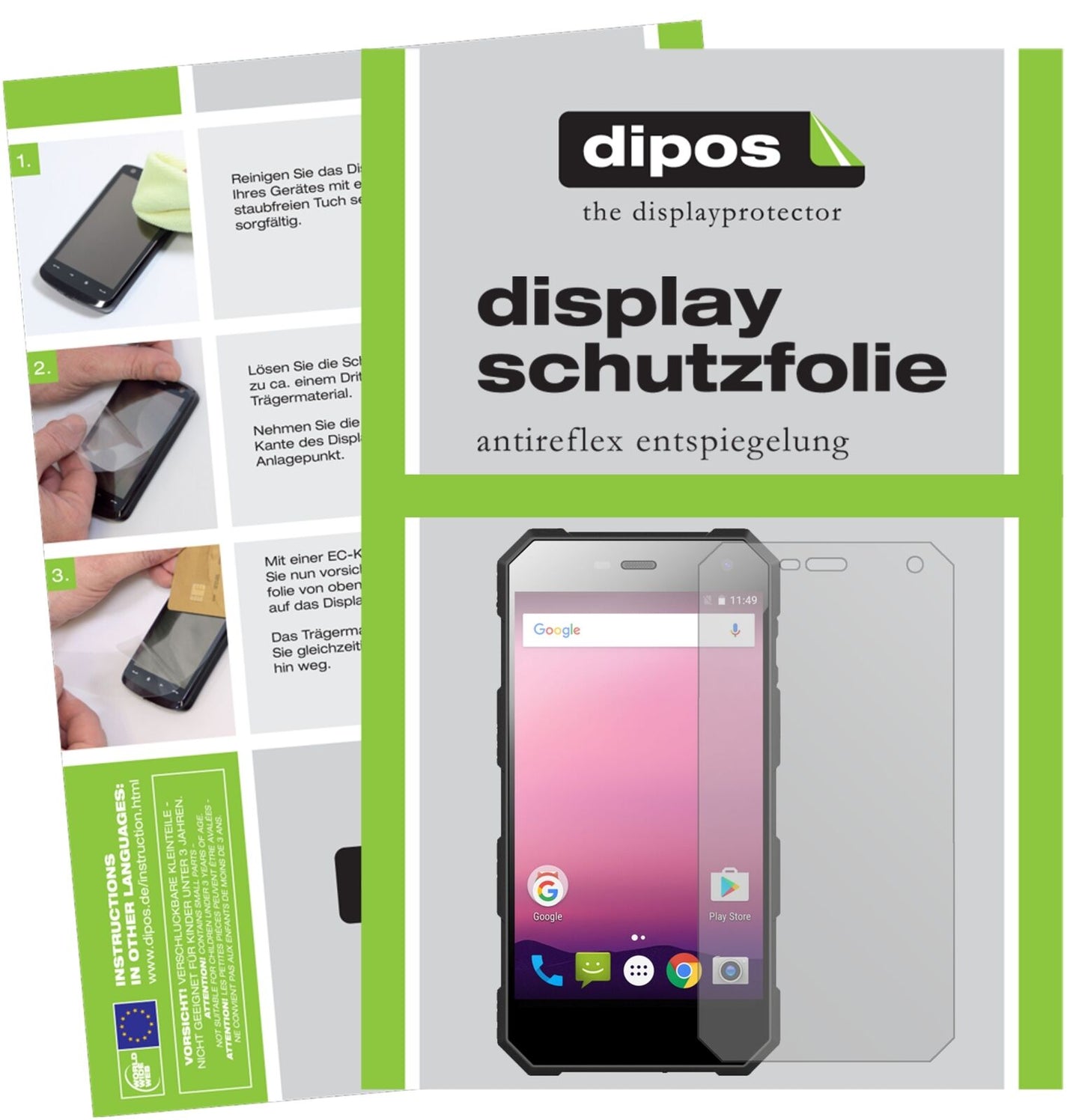 NomuS10 Pro mit aufgebrachter dipos Displayschutzfolie, die lästige Fingerabdrücke minimiert