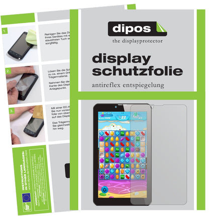 OdysPyro 7 Zoll mit aufgebrachter dipos Displayschutzfolie, die lästige Fingerabdrücke minimiert