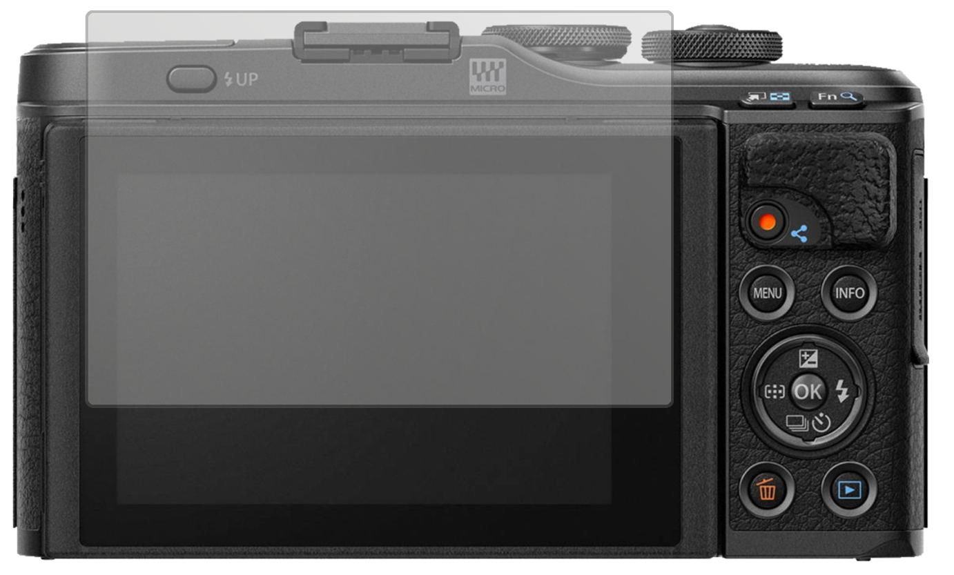 OlympusPen E-PL10 mit aufgebrachter dipos Displayschutzfolie, die lästige Fingerabdrücke minimiert