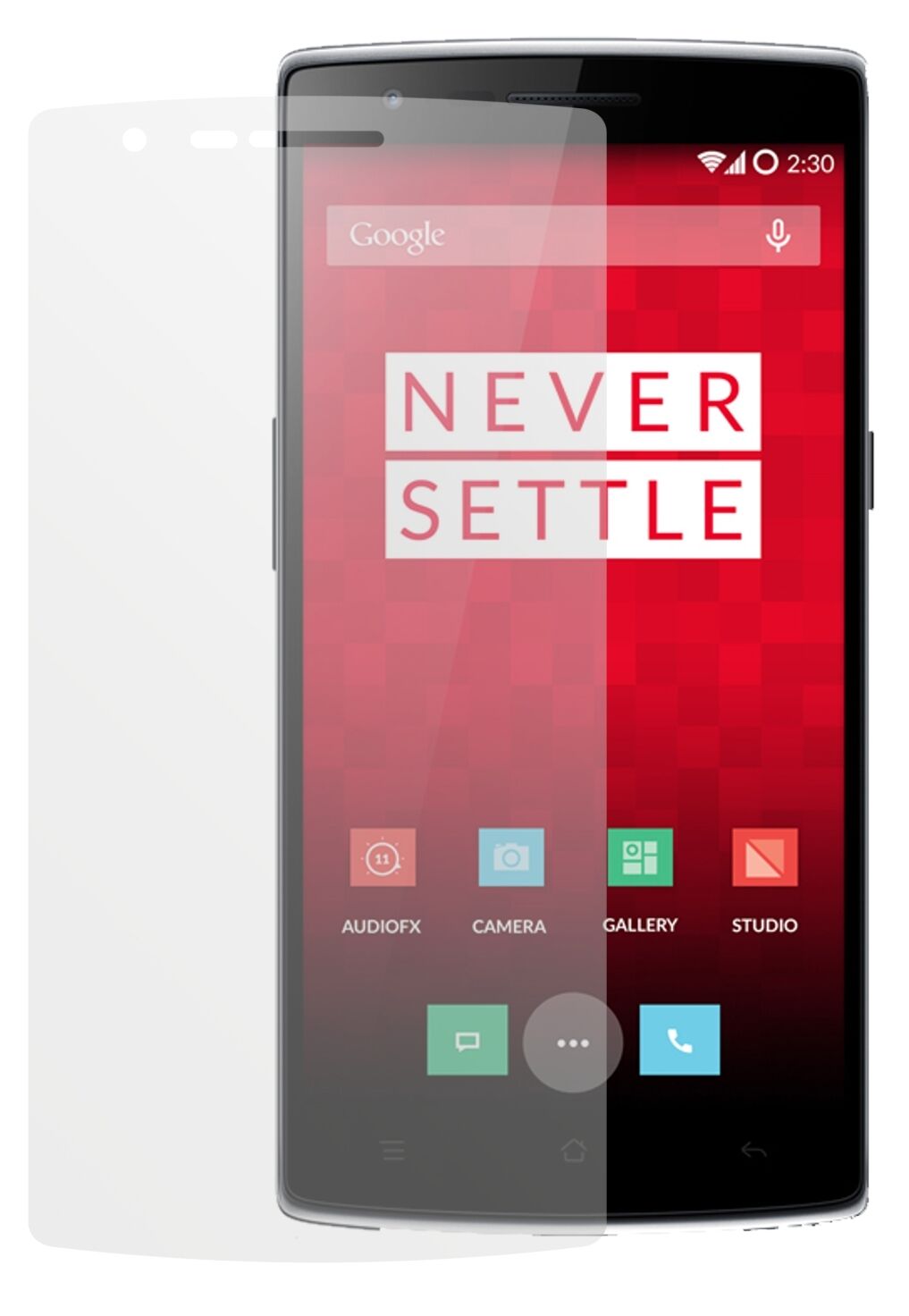OneOnePlus mit aufgebrachter dipos Displayschutzfolie, die lästige Fingerabdrücke minimiert