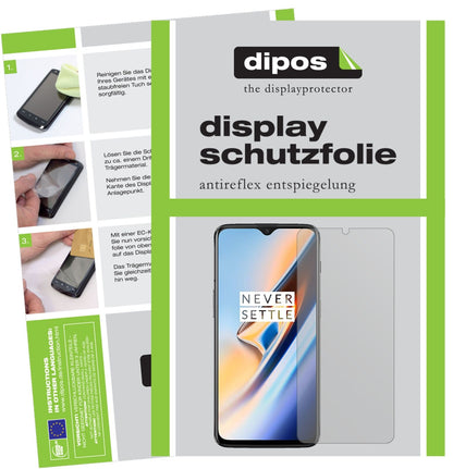 OnePlus6T mit aufgebrachter dipos Displayschutzfolie, die lästige Fingerabdrücke minimiert