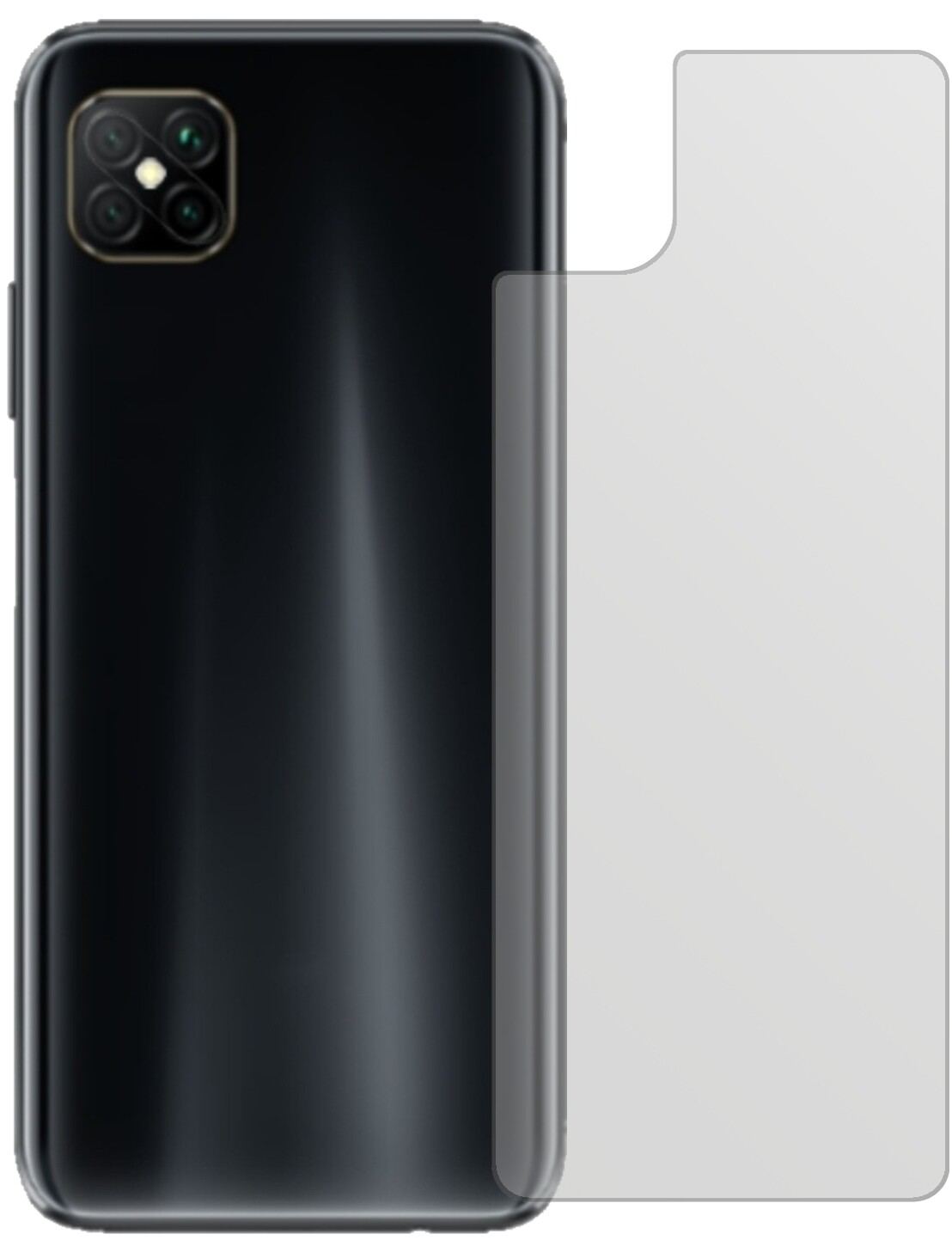 OppoA92s Rückseite mit aufgebrachter dipos Displayschutzfolie, die lästige Fingerabdrücke minimiert