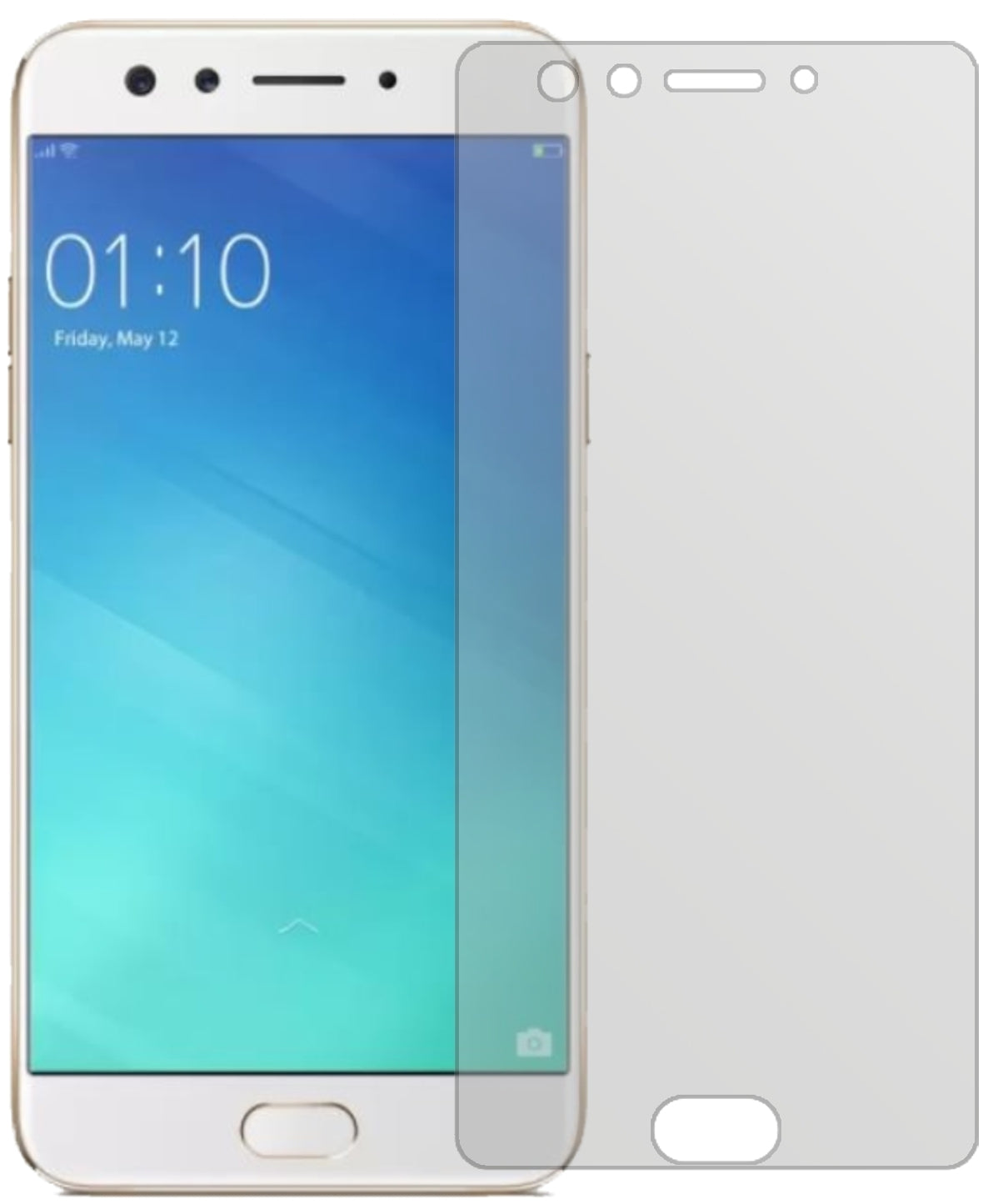 OppoF3 mit aufgebrachter dipos Displayschutzfolie, die lästige Fingerabdrücke minimiert