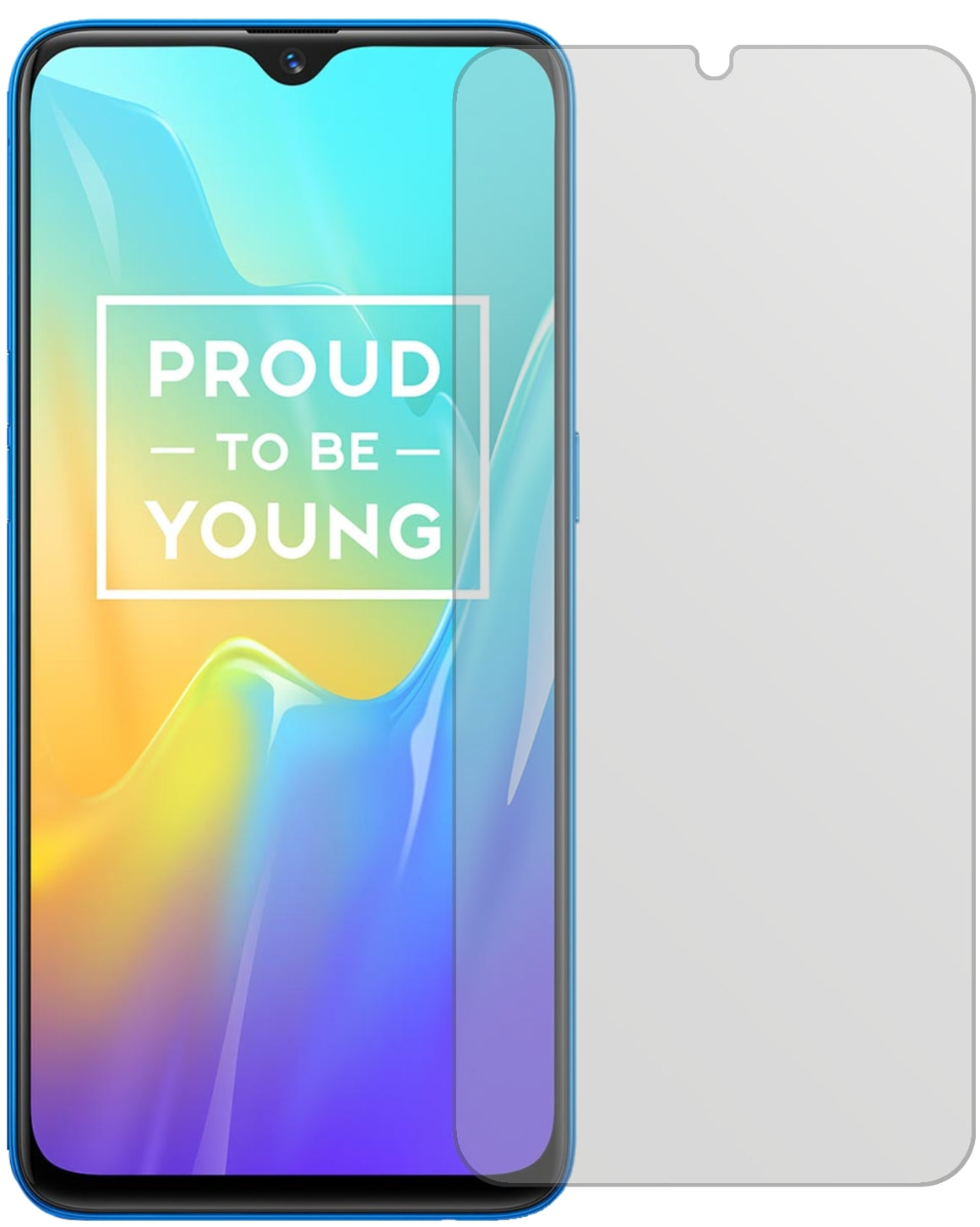 OppoRealme U1 mit aufgebrachter dipos Displayschutzfolie, die lästige Fingerabdrücke minimiert