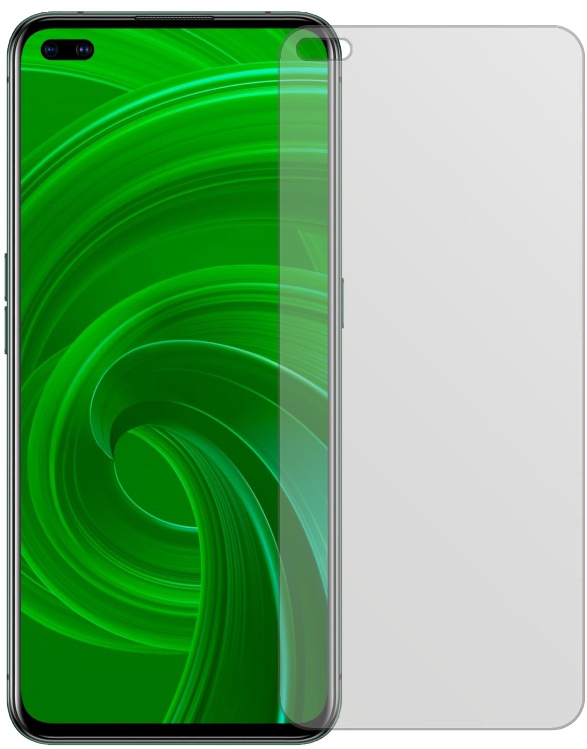 OppoRealme X50t 5G mit aufgebrachter dipos Displayschutzfolie, die lästige Fingerabdrücke minimiert