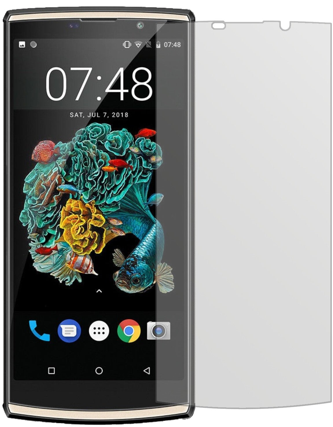 OukitelK7 mit aufgebrachter dipos Displayschutzfolie, die lästige Fingerabdrücke minimiert