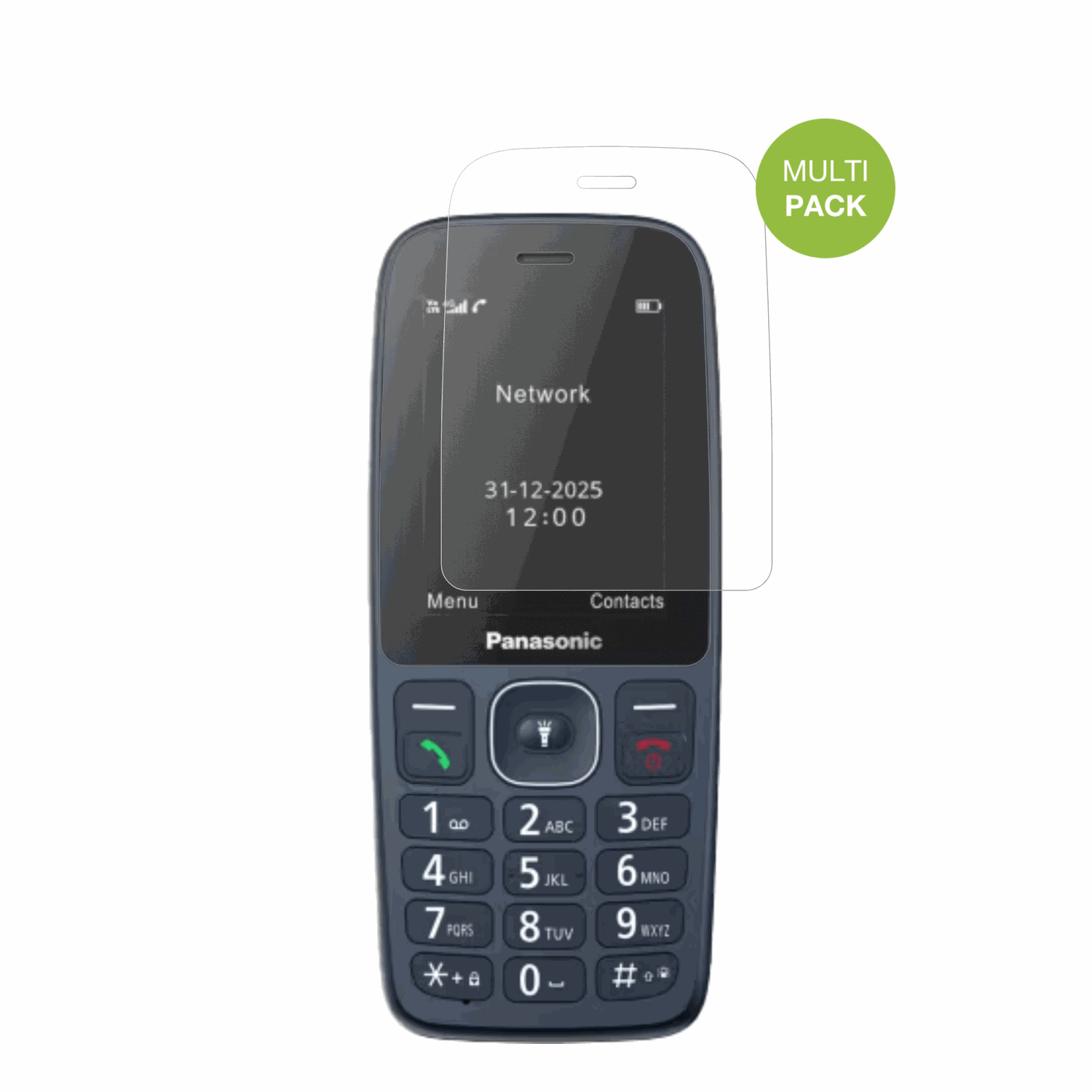 PanasonicKX-TF400 mit aufgebrachter dipos Displayschutzfolie, die lästige Fingerabdrücke minimiert